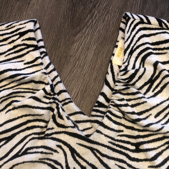 Anthropologie (M) Maeve Zebra-Striped V-neck Knit Top - Picture 6 of 12